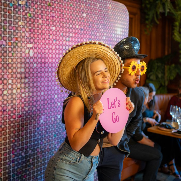 Hiscox staff in a photo booth