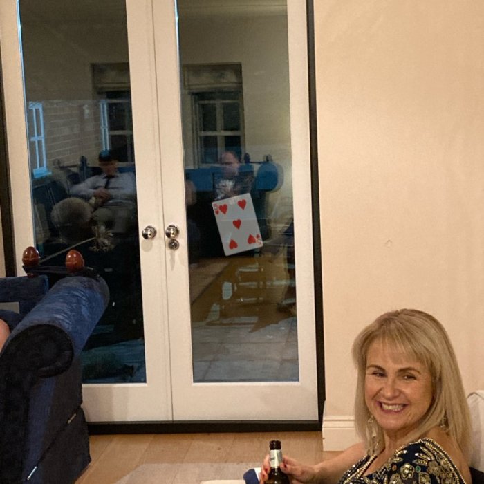 Lisa’s birthday party magic Card in window