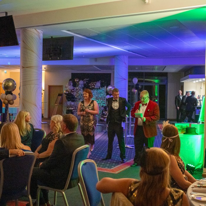 Auction time at the M & K charity ball at York Racecourse