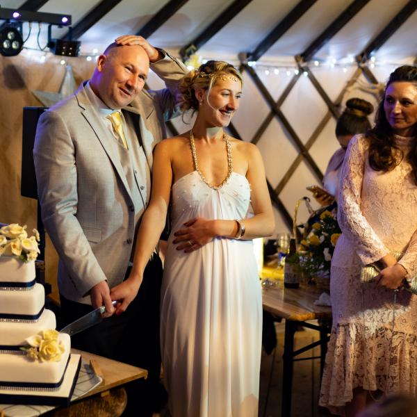 Wedding magician at Sarah and Rob's wedding at Salix Yurts, York 2